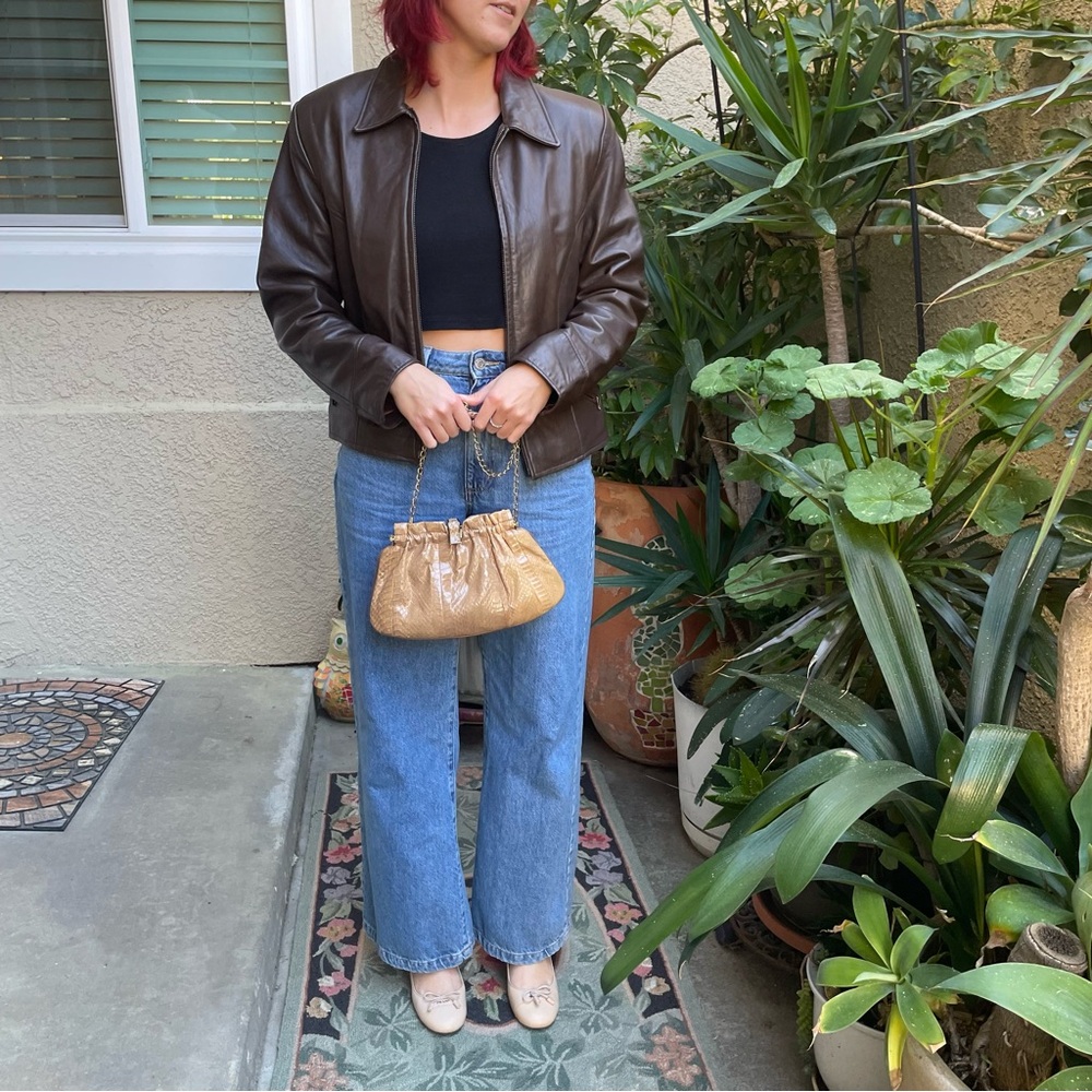 Vintage dark brown Valerie Stevens lambskin leather jacket with pockets - Picture 14 of 15